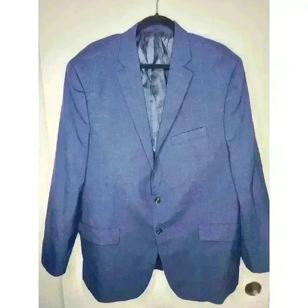 Ralph Lauren Mens Two Button Blazer Jacket Tan Houndstooth 100%‎ Wool Size 48R